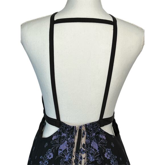 Free People Gray Caught In The Moment Floral Printed Cutout Halter Maxi Dress 2 - Picture 7 of 11